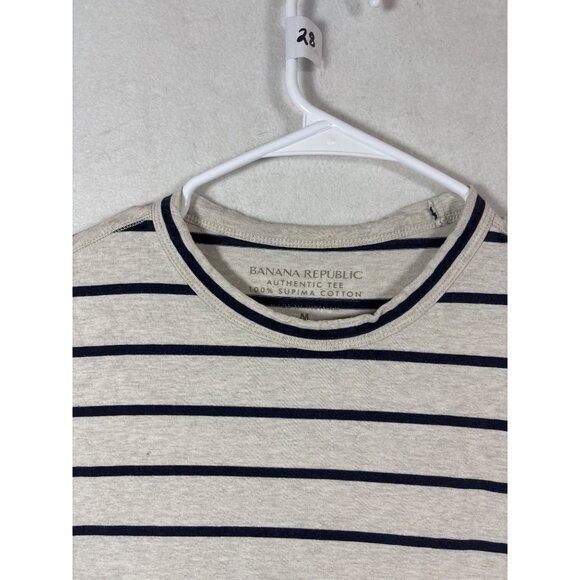 Banana Republic Authentic Tee M 100% Supima Cotton Striped T-Shirt - Picture 2 of 9